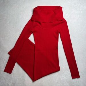 Hera Collection Turtleneck Red Knit Fitted Dress Women’s Size Medium